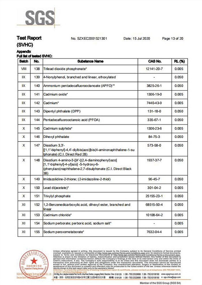 一次性保險(xiǎn)絲REACH認(rèn)證13